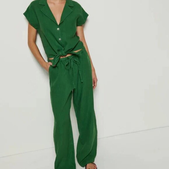 NWT - NATION LTD Lucia Tie Waist Pants, Size Medium, Green - Picture 6 of 6